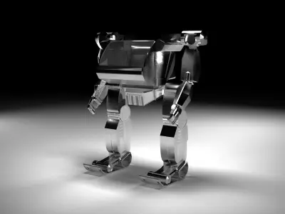 Game Ready Low Poly Robot silver 3D model