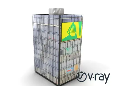Reflective Skyscraper with Neon Panels model pack Low-poly 3D model