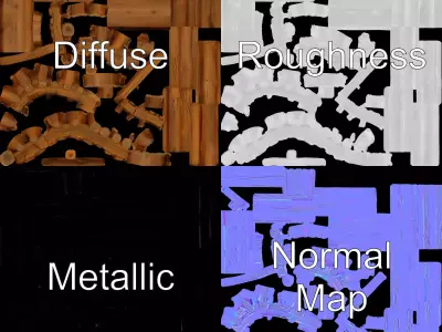 Rustic Wooden Fence model pack Low-poly 3D model