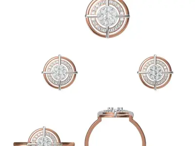 Light wt Ring Earrings Pendant set 3dm stl 1-render details 3D print model