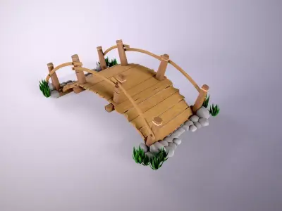 Wood Bridge 3d model Low-poly 3D model