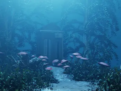 Cottage and Garden Low-poly 3D model