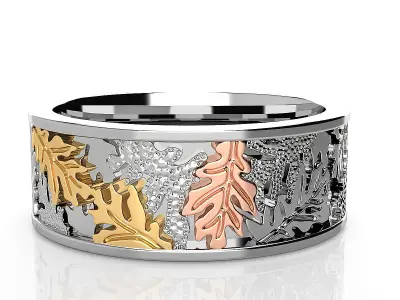 Leaf and Vine and tree of life  wedding rings  3D print model