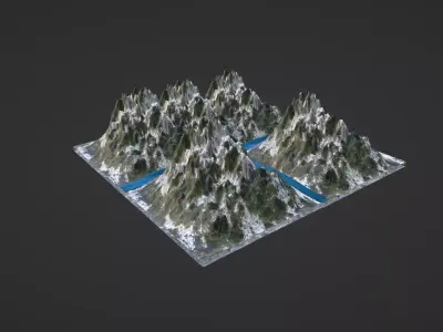 Mountain with snow Low-poly 3D model