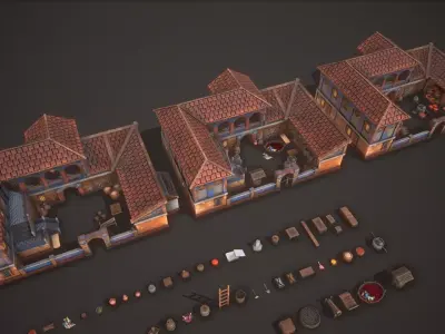 Medieval Farm House Pack Low-poly 3D model