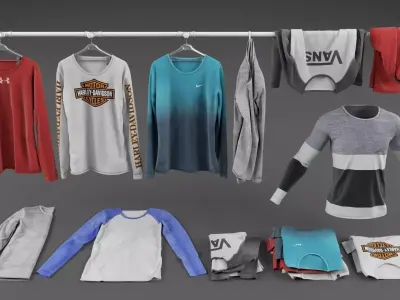 Long sleeve shirt collection 3D model