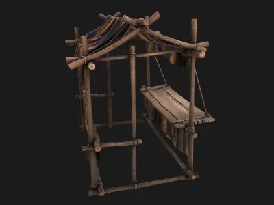 Market Stall Colored Carpet Low-poly 3D model