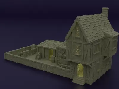 Medieval Bowyer Tabletop Terrain 28 MM 3D print model