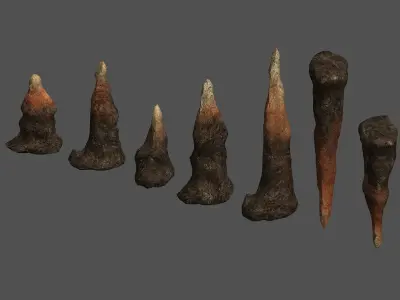 Stalagmite Set - Red Rock 3D model