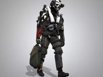 Futuristic combat warrior 3D model