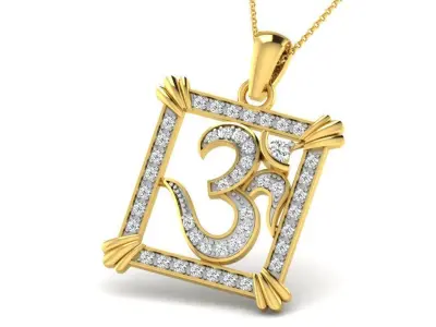 Pendants Collection om pendant gold with diamonds 3D print model