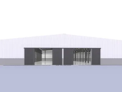 building hangar industrial 1 - 48m X adjustable length -  3D model