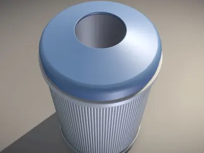 Blue and white plastic city trash can - Low-Poly Version Low-poly 3D model