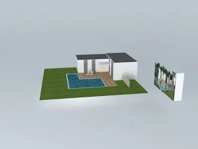 Modern house with pool Free 3D model