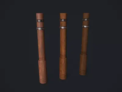 Wooden Column Low-poly 3D model