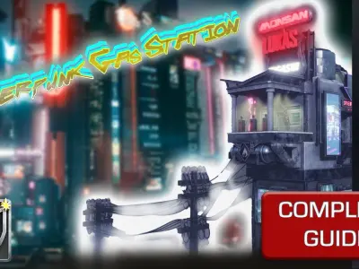 Cyberpunk Stylized Gas Station Blender 3 to UE55 3D Building 3D model