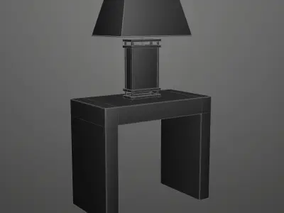Modern table and lamp Low-poly 3D model