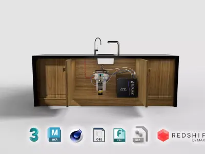 KITCHEN COUNTER AND FILTER 3D model