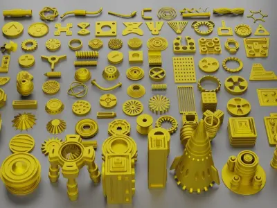 Sci-fi Hard Surface Kitbash 3D model