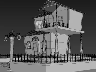 Cartoon 3D House Low-poly 3D model