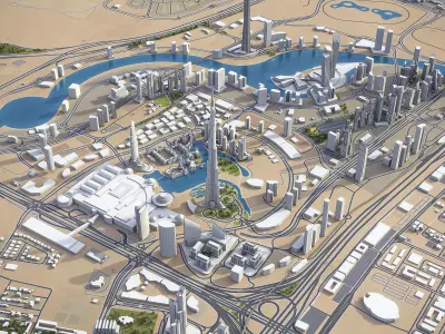 Dubai Business Bay Low-poly 3D model