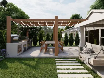 3D Exterior Scene 3D model design garden and landscape 3D  3D model purchase