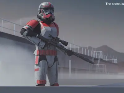  Star Wars Shock Trooper Equipped with Blaster Rifle Worn Armor 