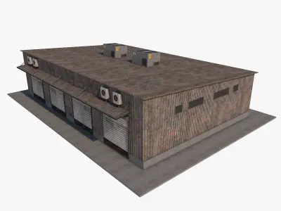 industrial building warehouse 3 Low-poly 3D model