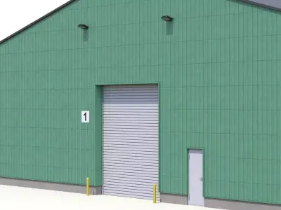 Green Industrial Building 39 PBR  Low-poly 3D model