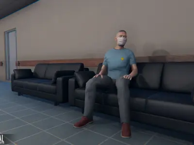 Hospital - modular building  props and characters Low-poly 3D model