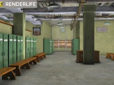 Vintage Locker room interior 3D model
