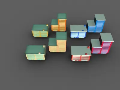 Cartoon city 4 Low-poly 3D model