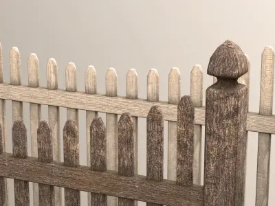 Wooden Fence Dark Light textures pack Low-poly 3D model