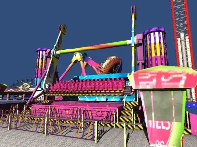Fairground rides collection Low-poly 3D model