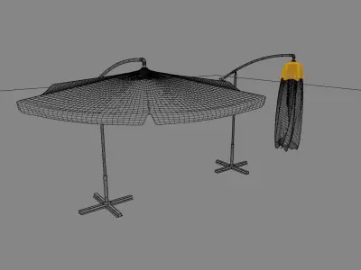 2 x Garden Umbrella Outdoor Parasol 3D model