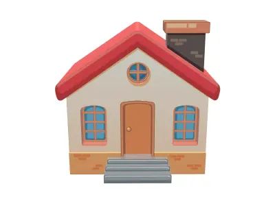 Classic Cartoon House  Low-poly 3D model