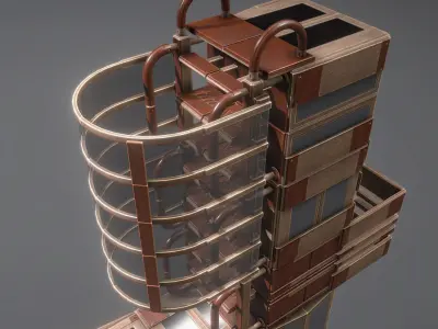 Modular Wood Ladders and Stairs Pack Low-poly 3D model