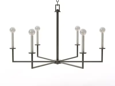 Modern Dunne Wide 6-Light Linear Chandelier - Matte Black Low-poly 3D model