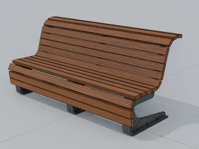 Outdoor Wooden Bench 8 Low-poly 3D model