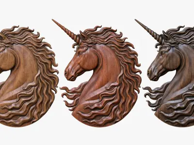  Unicorn Head Relief Sculpture 