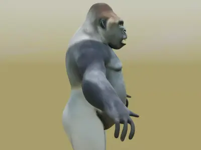 Gorilla low poly with mouth and eye 3D model Low-poly 3D model