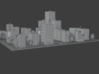 City Low-poly 3D model Low-poly 3D model