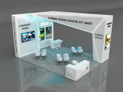 Booth Exhibition Stand Stall 8x6m Height 450 cm 3 Side Open 3D model