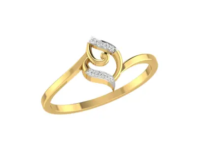 Light Weight Yellow Gold Diamond Ring  -EZ R-118 3D print model