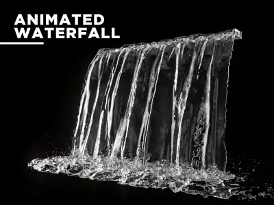 High Resolution Animated Waterfall 10 seconds 3D model