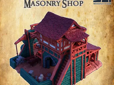Medieval Masonry Shop Tabletop Terrain 28MM 3D print model 3D print model