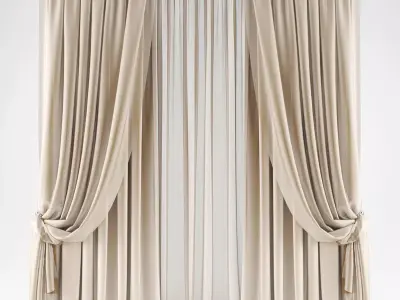 Curtains curtain with drapes Low-poly 3D model purchase