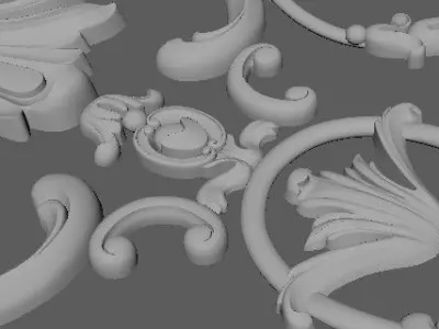 Central decor ornament for furniture 3D model