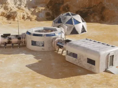 Mars base Low-poly 3D model