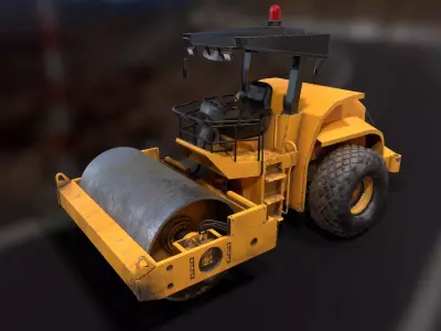 Steamroller Low-poly 3D model
